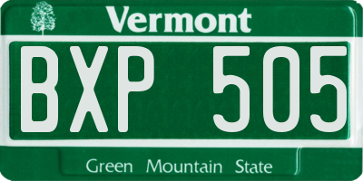 VT license plate BXP505