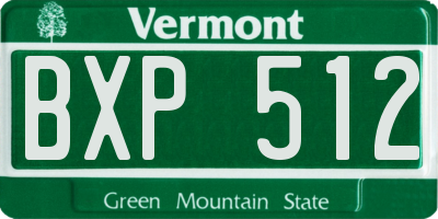 VT license plate BXP512