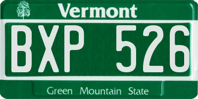 VT license plate BXP526