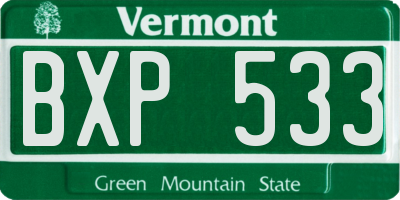 VT license plate BXP533