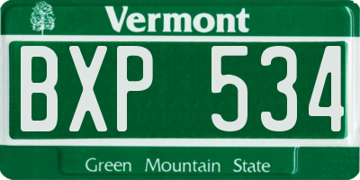 VT license plate BXP534