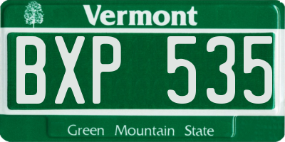 VT license plate BXP535