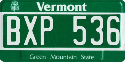 VT license plate BXP536
