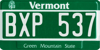 VT license plate BXP537