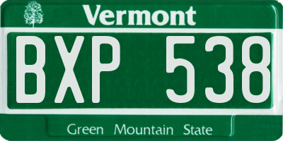 VT license plate BXP538