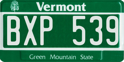 VT license plate BXP539