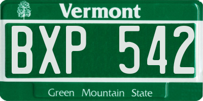 VT license plate BXP542