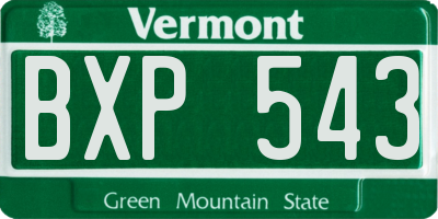 VT license plate BXP543