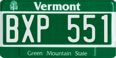 VT license plate BXP551