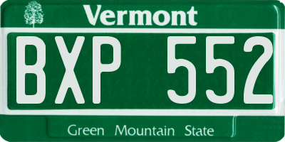 VT license plate BXP552