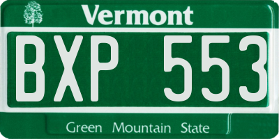 VT license plate BXP553
