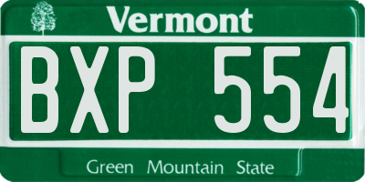 VT license plate BXP554