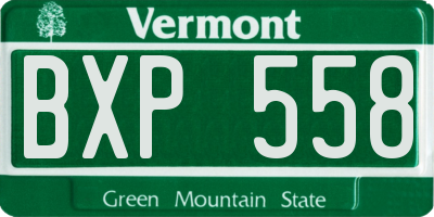 VT license plate BXP558