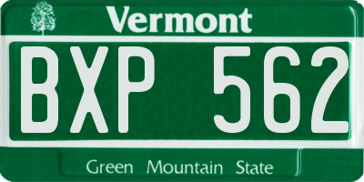 VT license plate BXP562