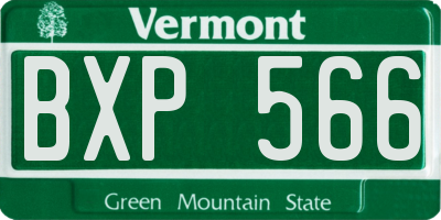 VT license plate BXP566
