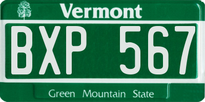 VT license plate BXP567