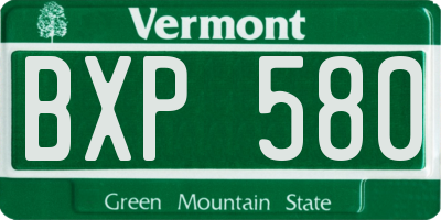 VT license plate BXP580