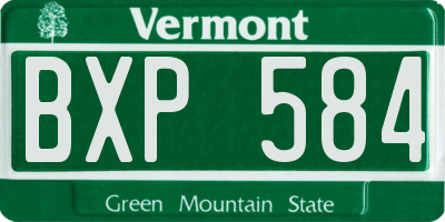 VT license plate BXP584