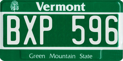 VT license plate BXP596