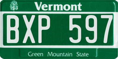 VT license plate BXP597