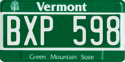 VT license plate BXP598
