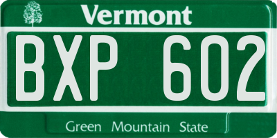 VT license plate BXP602