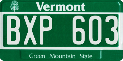 VT license plate BXP603