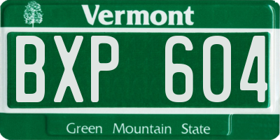 VT license plate BXP604