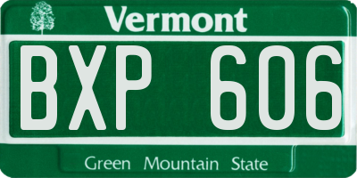 VT license plate BXP606