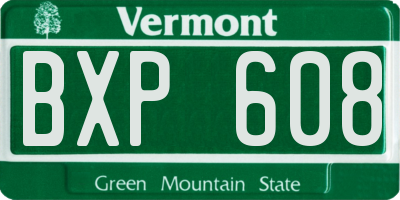 VT license plate BXP608