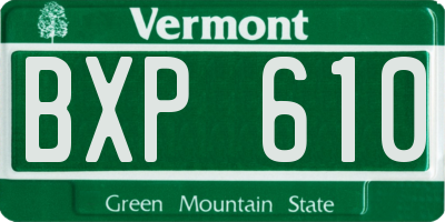 VT license plate BXP610