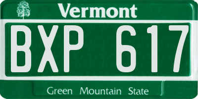VT license plate BXP617