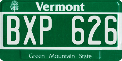 VT license plate BXP626