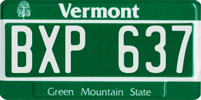 VT license plate BXP637