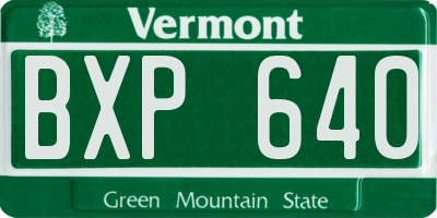 VT license plate BXP640