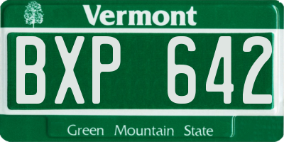 VT license plate BXP642