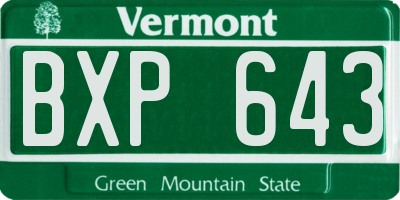 VT license plate BXP643