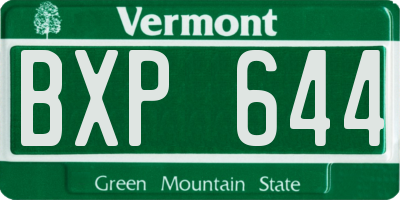 VT license plate BXP644