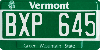 VT license plate BXP645