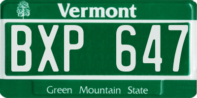 VT license plate BXP647