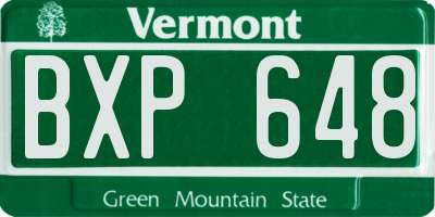 VT license plate BXP648