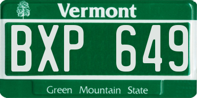 VT license plate BXP649