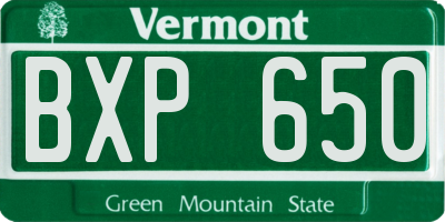 VT license plate BXP650