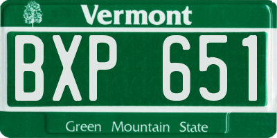 VT license plate BXP651