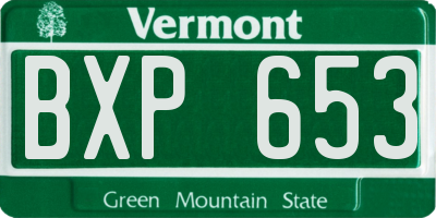 VT license plate BXP653