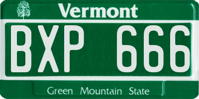 VT license plate BXP666