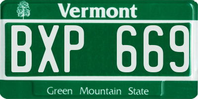 VT license plate BXP669