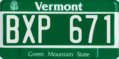 VT license plate BXP671