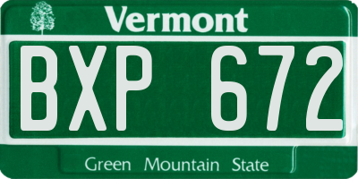 VT license plate BXP672