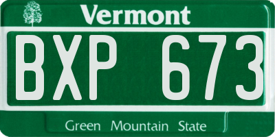 VT license plate BXP673